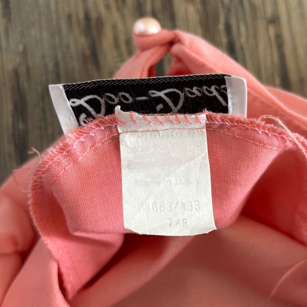 Vtg Doo-Dads Secretary Dress Size 7/8 Peach Semi-Sheer Elastic Waist w/Belt USA - Picture 5 of 13